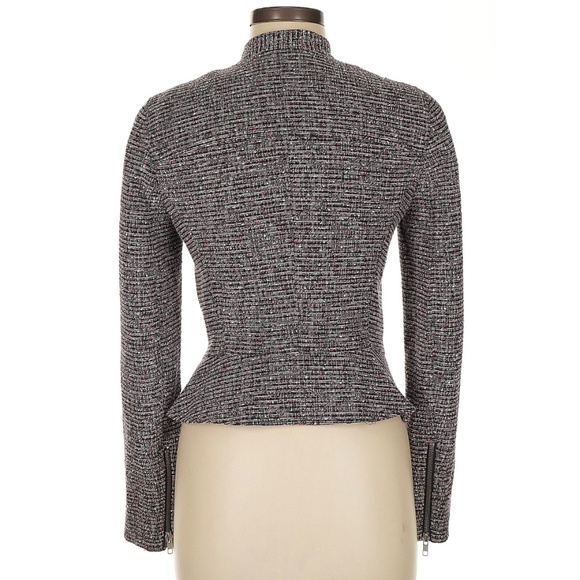 Theory - Kinde - Tweed Asymmetrical Front-Zip Moto Jacket - Size 2 - Picture 4 of 12